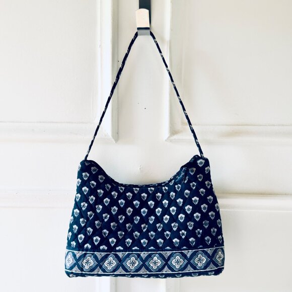 Vera Bradley Shoulder Bag 9x7in Retired Spring 2005 Nantucket Navy Pattern Blue - Picture 3 of 15